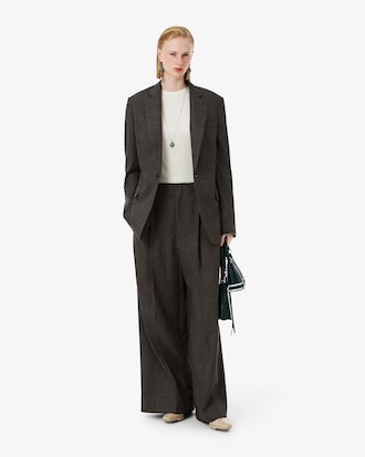 여성 울 블렌드 와이드 테일러드 팬츠