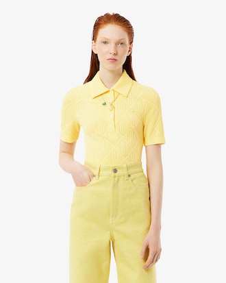 슬림핏 시스루 모노그램 반팔 폴로 셔츠