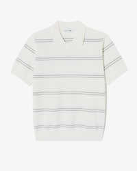 오픈카라 핀 스트라이프 반팔 스웨터 폴로 셔츠