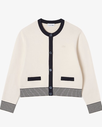 배색 긴팔 가디건