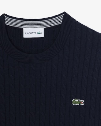 반팔 케이블 크루넥 스웨터