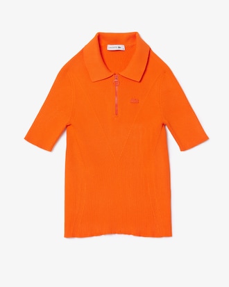 립조직의 반집업 반팔 스웨터