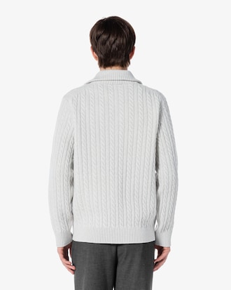 케이블 반집업 와이드 카라 풀오버