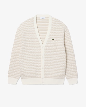 코튼 패턴 V넥 가디건