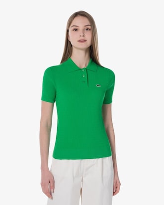 케이블 반팔 폴로 스웨터