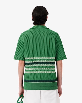 남성 스트라이프 피케 루즈핏 니트 폴로