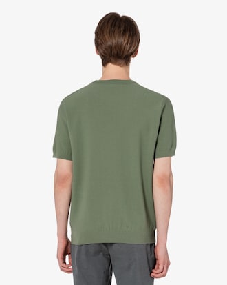 솔리드 반팔 크루넥 스웨터