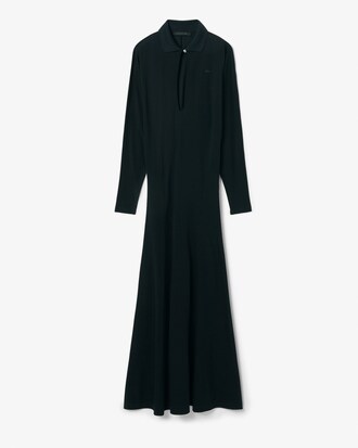 나노 실크 슬림핏 롱슬리브 폴로 맥시 드레스