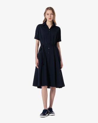 플레어 반팔 셔츠 드레스