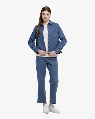 크롭 데님 아우터형 셔츠