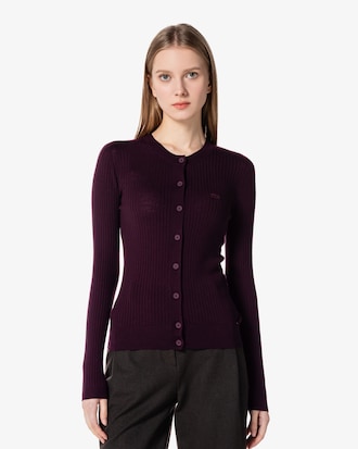 슬림핏 립조직 크루넥 가디건