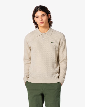 케이블 긴팔 폴로 스웨터