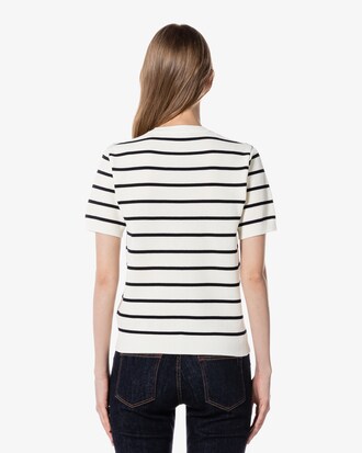 스트라이프 반팔 스웨터