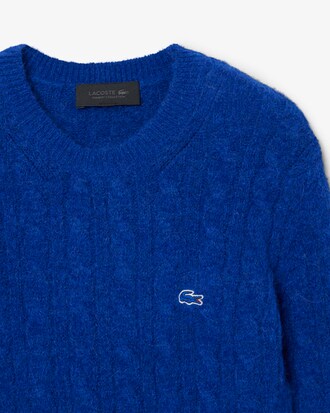 슬림 케이블 알파카 크루넥 스웨터