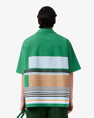 남성 스트라이프 프린트 루즈핏 반팔 셔츠