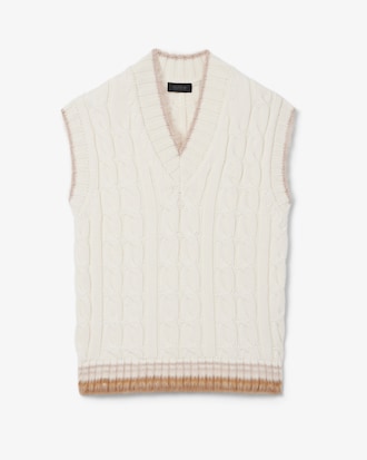 빅 케이블 슬리브리스 울 스웨터