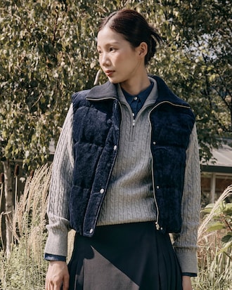 스웨터 카라 다운베스트