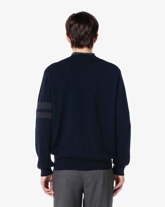 크루넥 소매팁 가디건