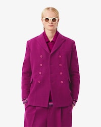 헤더 핑크 헤비 울 더블 브레스티드 재킷