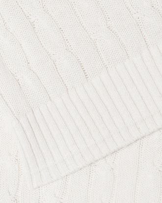 케이블 반팔 브이넥 스웨터