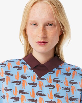 크록 패턴 새틴 드레스