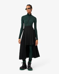 울 혼방 비대칭 플리츠 스커트