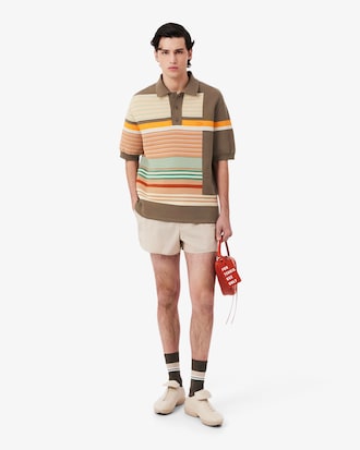 더블페이스 3D 스트라이프 오버사이즈 니트 폴로