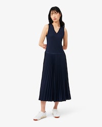 브이넥 슬리브리스 플리츠 원피스