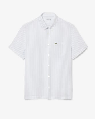 린넨 스트라이프 반팔 셔츠