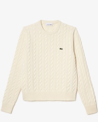 울혼방 케이블 크루넥 스웨터