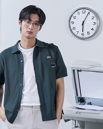 허니콤 피케 반팔 가디건