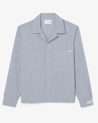 오픈 카라 울 블렌드 셔켓