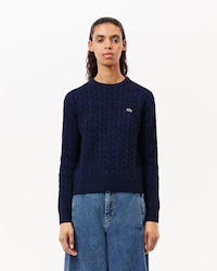 울혼방 케이블 크루넥 스웨터