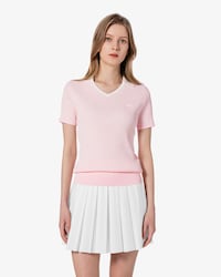 조직감 반팔 폴로 스웨터