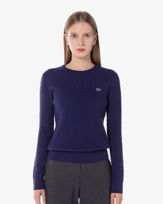 케이블 크루넥 스웨터