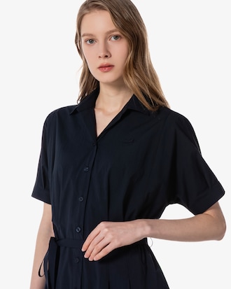 플레어 반팔 셔츠 드레스