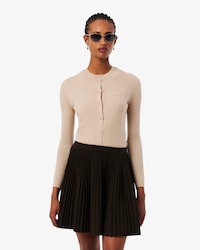 파인 메리노울 립조직 긴팔 가디건