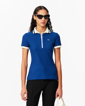 슬림핏 티핑 하프짚업 폴로