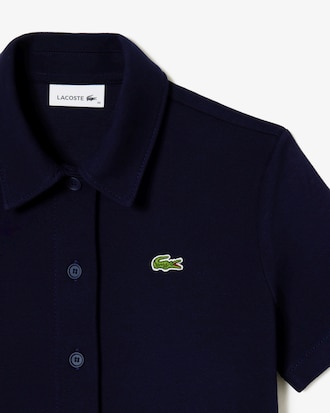 이중지 피케 반팔 셔츠 드레스