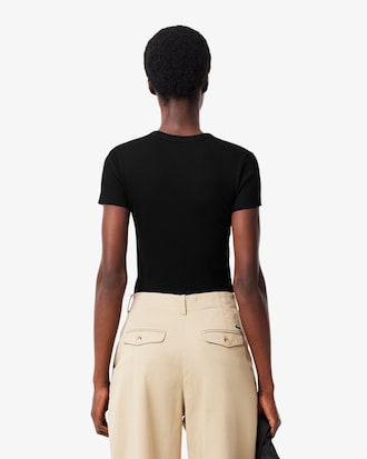 립조직 슬림핏 반팔 티셔츠