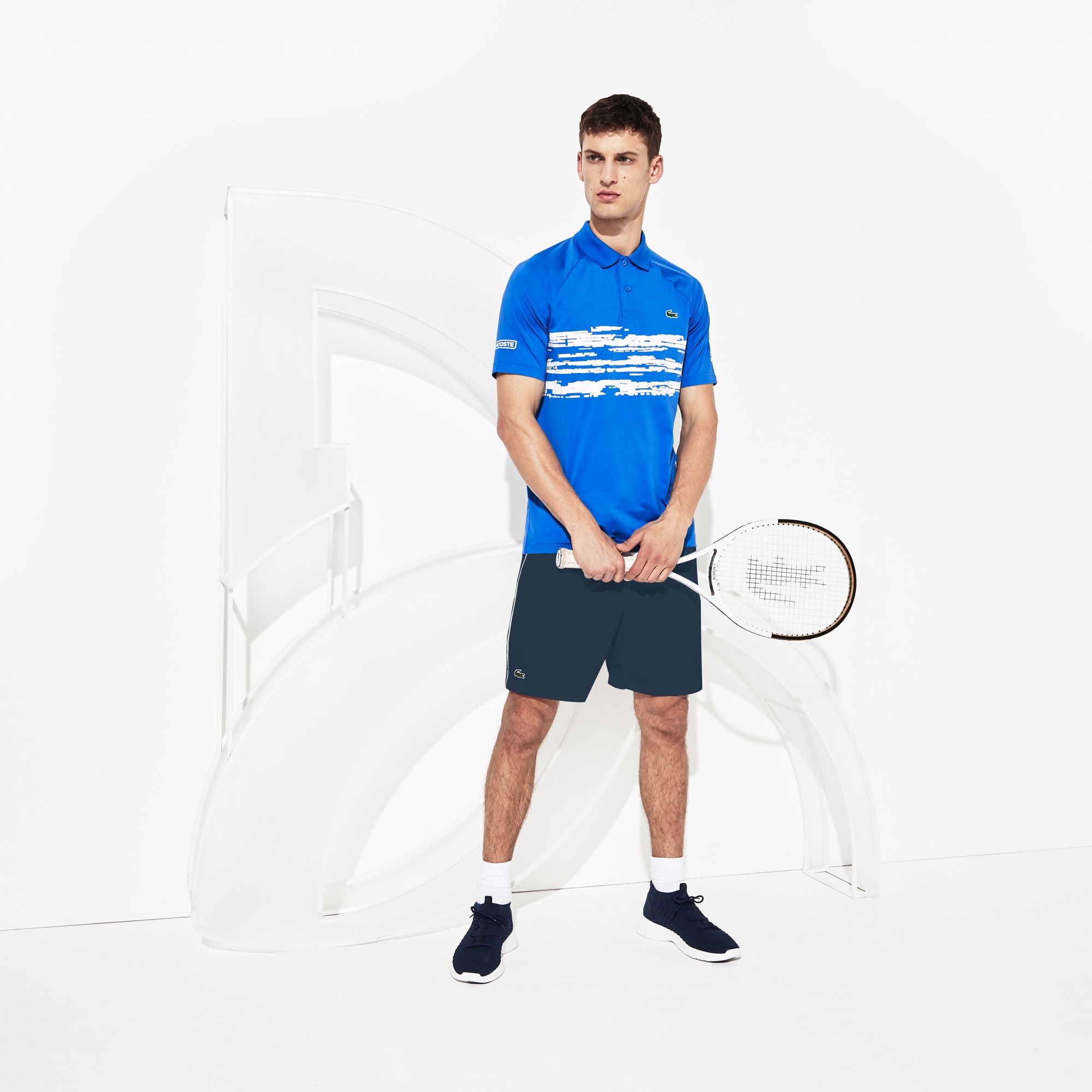 (남성) Lacoste SPORT x Novak Djokovic 스트레치 프린팅 저지 폴로 셔츠 ...