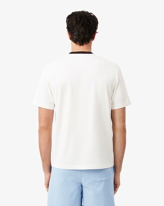 넥 배색 컬러 크록 반팔 티셔츠