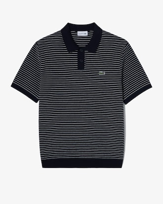 스트라이프 반팔 스웨터 폴로 셔츠