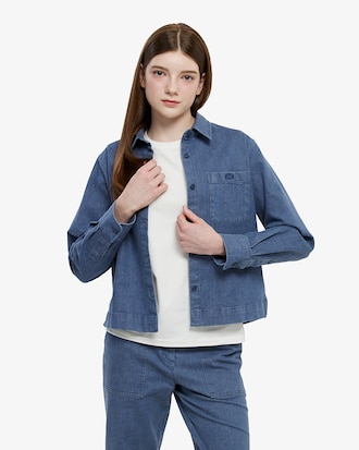 크롭 데님 아우터형 셔츠