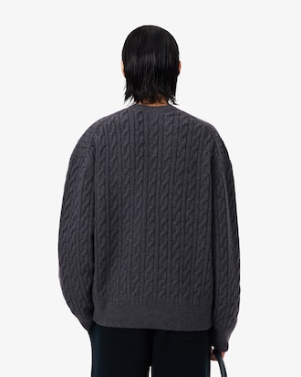 케이블 캐시미어 버튼 스웨터