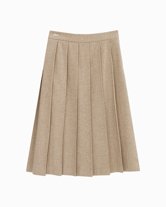 울 플리츠 미디스커트