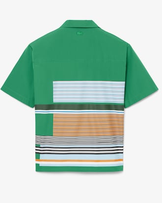 남성 스트라이프 프린트 루즈핏 반팔 셔츠