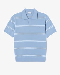 오픈카라 핀 스트라이프 반팔 스웨터 폴로 셔츠