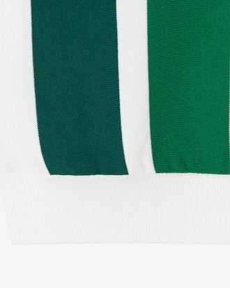 스트라이프 반팔 폴로 스웨터