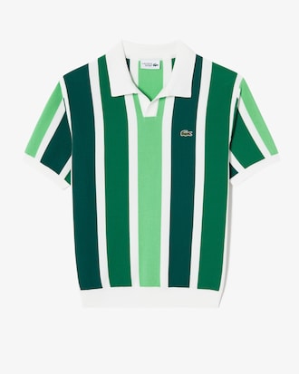 스트라이프 반팔 폴로 스웨터